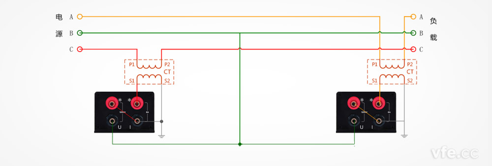 DP800數字功率計電壓直測、電流測互感器接線圖