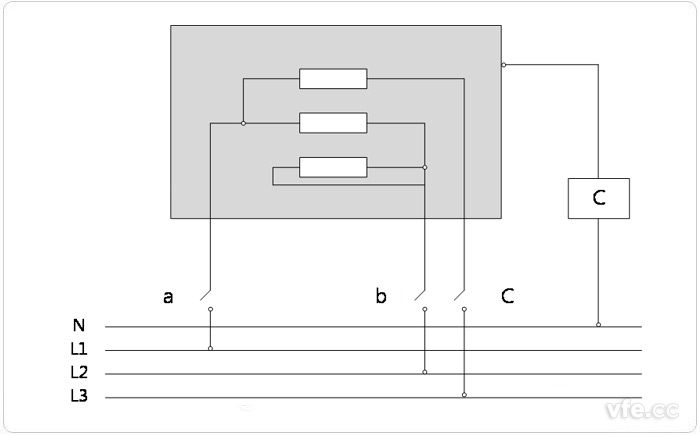 三相電機在工作溫度下接觸電流的測量電路圖 三相電機在工作溫度下接觸電流的測量電路圖
