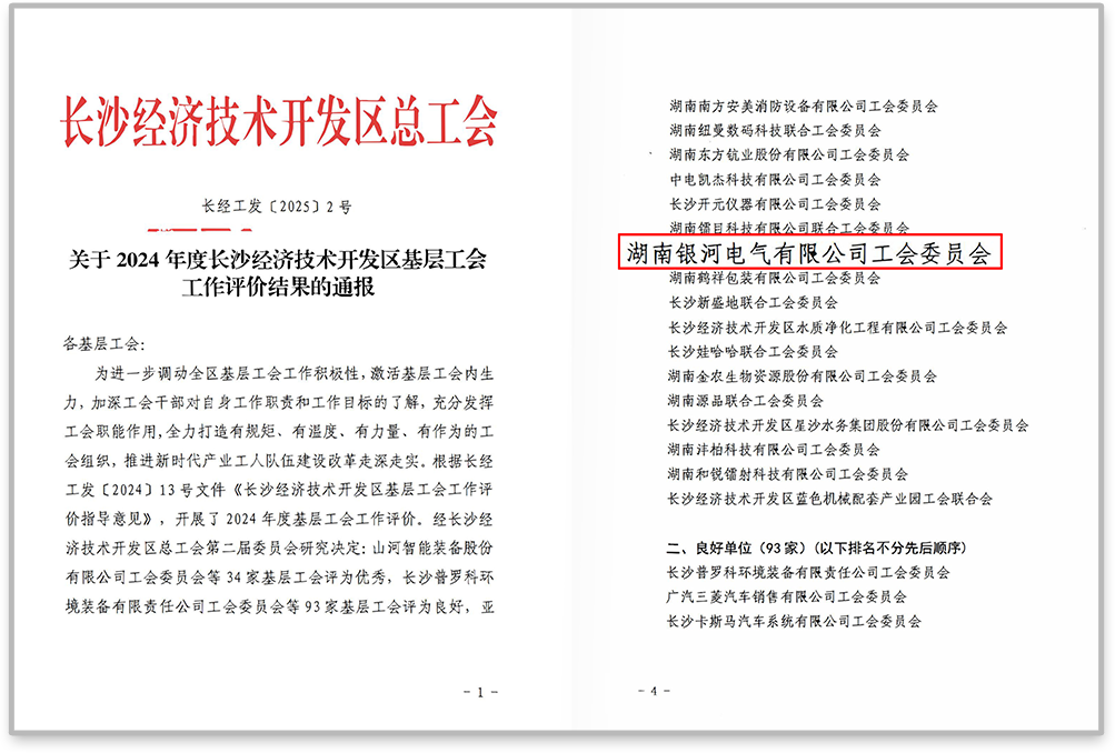 銀河電氣工會在2024年度長沙經(jīng)濟技術(shù)開發(fā)區(qū)基層工會工